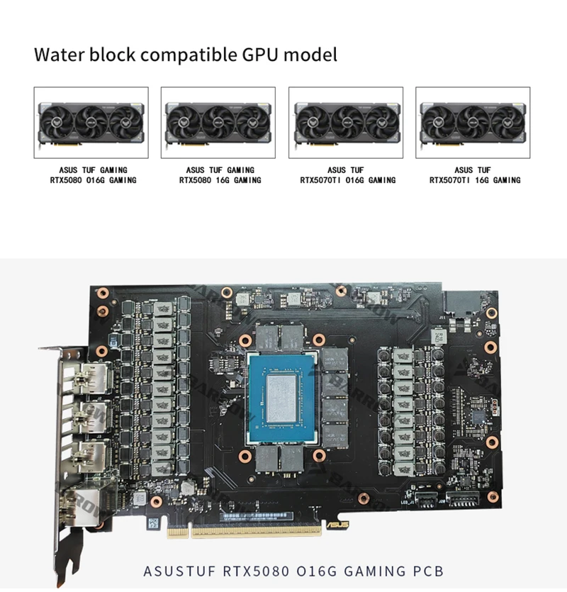 Barrow GPU Block Use for ASUS TUF RTX 5080 5070 Ti O16G GAMING Graphics Card, PC Water Cooling Radiator, BS-AST5080-PA