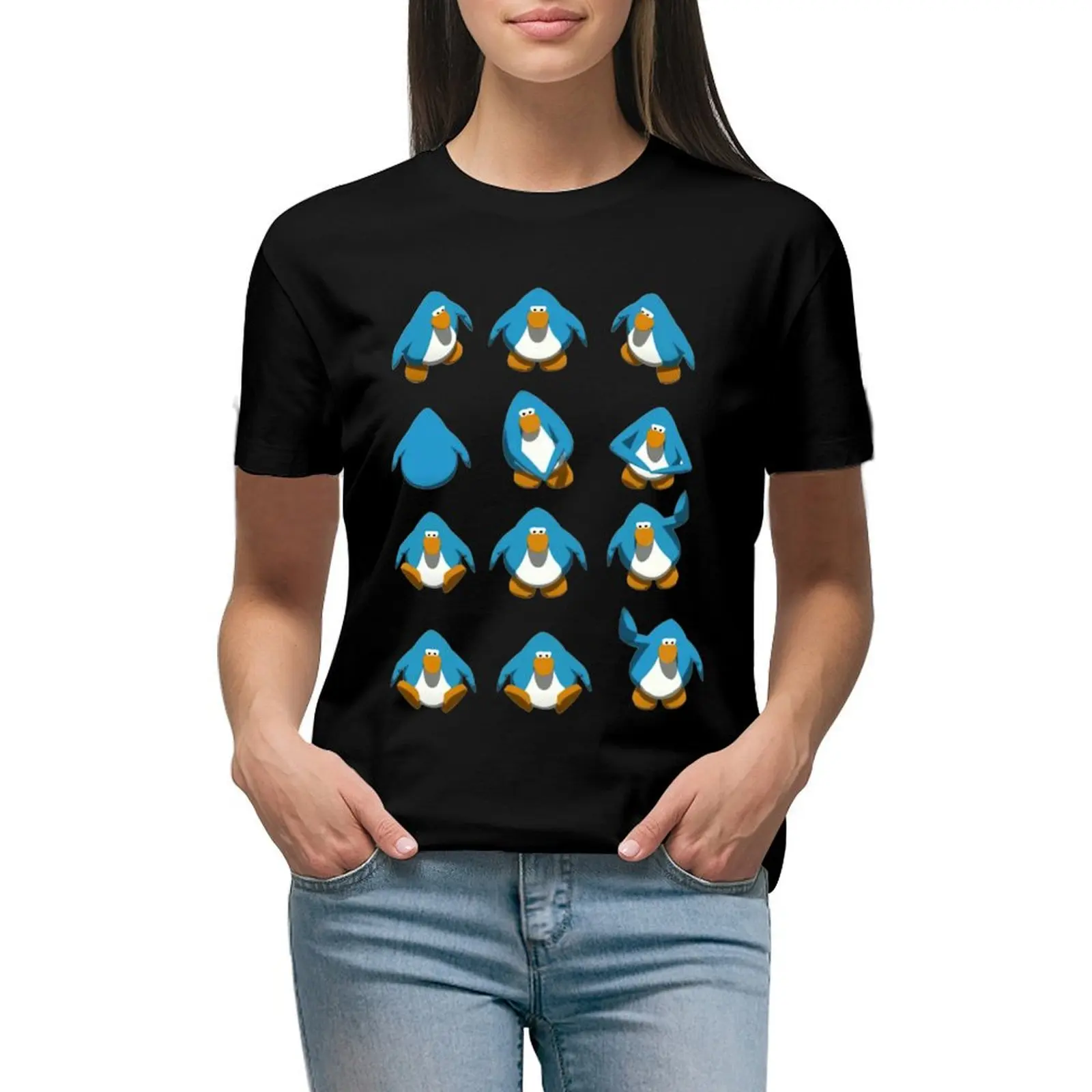 

Club Penguin Default Dance T-shirt tops animal print shirt for girls korean Women's clothes