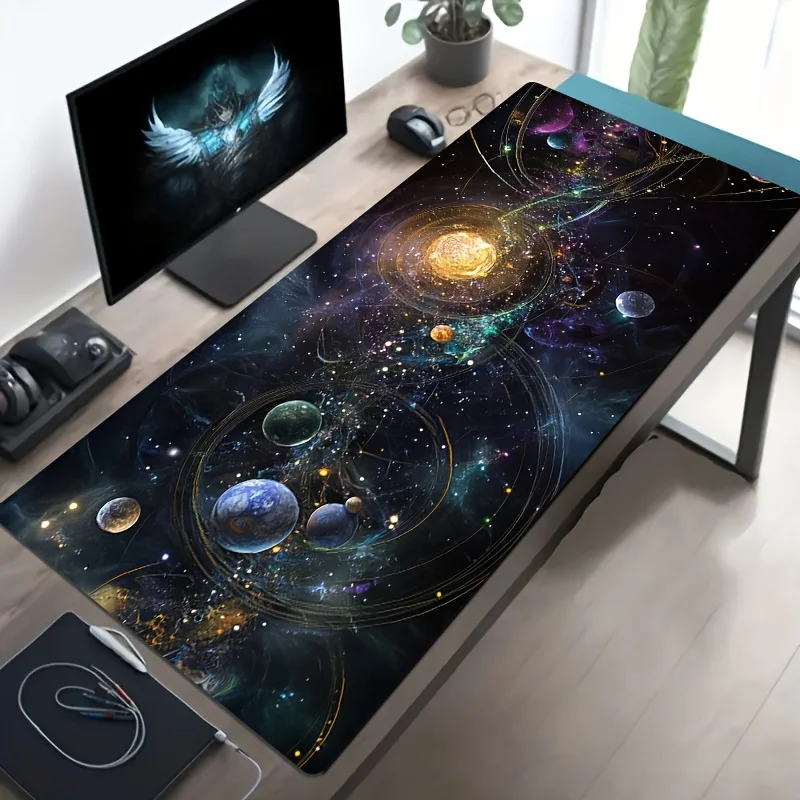 Galaxy Art Design Mauspad, große Gummiunterseite, rutschfest, PC-Schreibtischzubehör, Mauspad für Büro und Gamer, Tastaturmatte, Dekorteppich