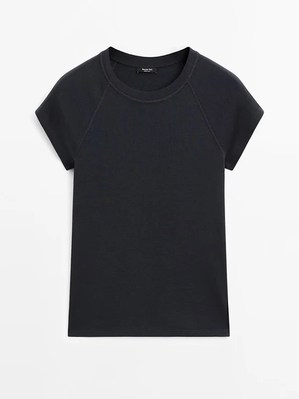 Cómoda camiseta redonda Ne ort Sve para mujer Basic Sle Color puro Diseño simple Primavera Verano Nueva llegada MD Mujer...