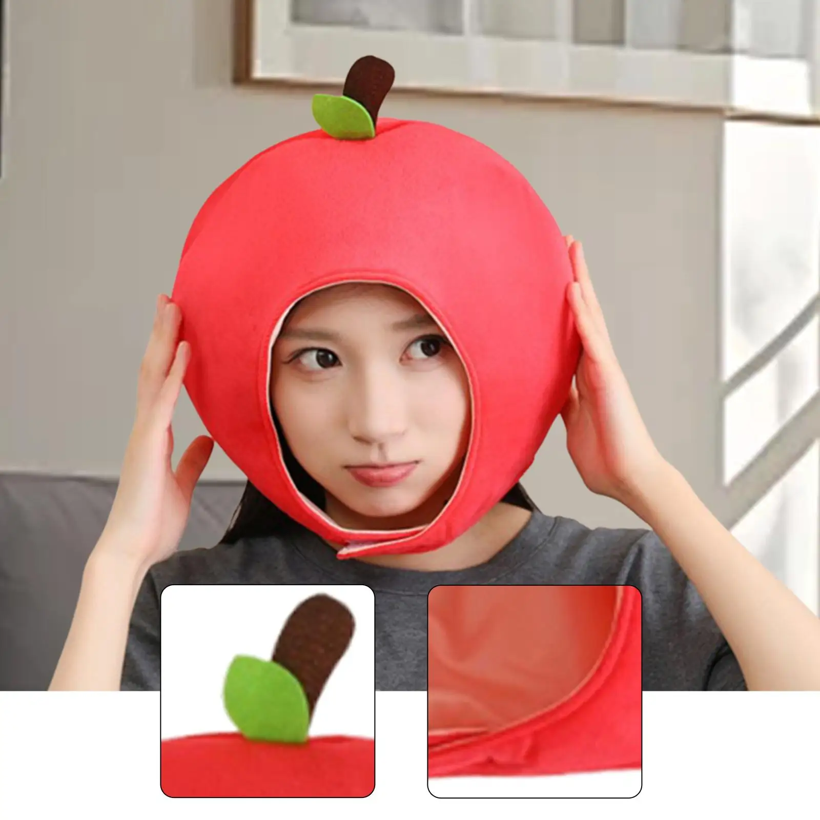 

Cute Plush Hat Apple Decoration Soft Fruit Headgear for Selfie Cosplay Event