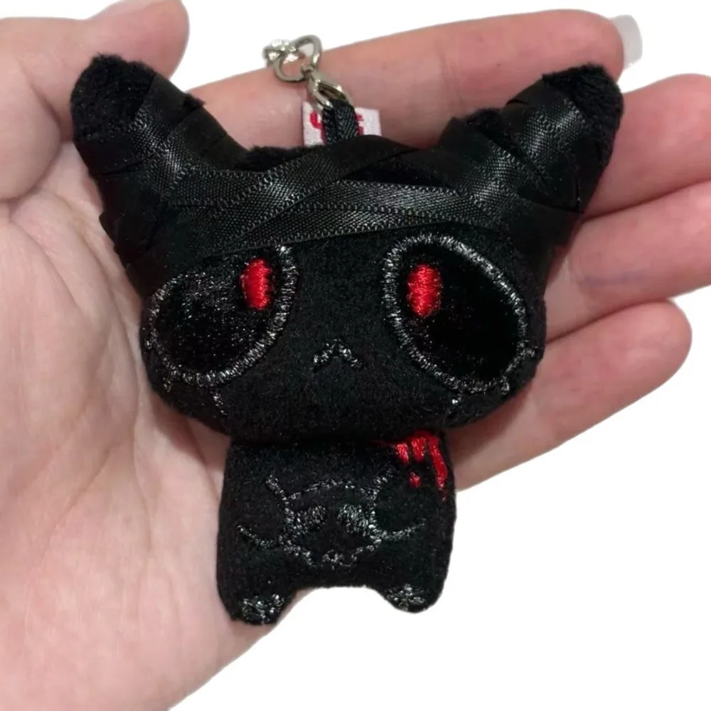 New Black Color Halloween Keychain PP Cotton White Color Goth Keychain Cosplay Party Decor Bag Accessories Horror Plush Keyring