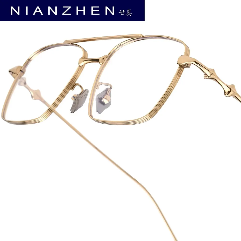 NIANZHEN Titanium Alloy Eyeglasses Frame Women Square Brand Design Glasses Men Ultralight High-Quality Optical Eyewear 1911