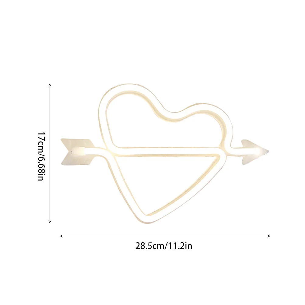 السهم من خلال على شكل قلب ضوء LED مصباح النيون جودة عالية ABS المواد الإبداعية ليلة مصباح غرفة نوم الديكور عديم الرائحة صحي