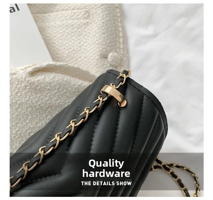 Schicke Umhängetasche aus Pu-Leder, goldfarbene Hardware, vielseitiger Kettenriemen, klassische Luxus-Tragetasche für Damen im Alltag – Detail 7