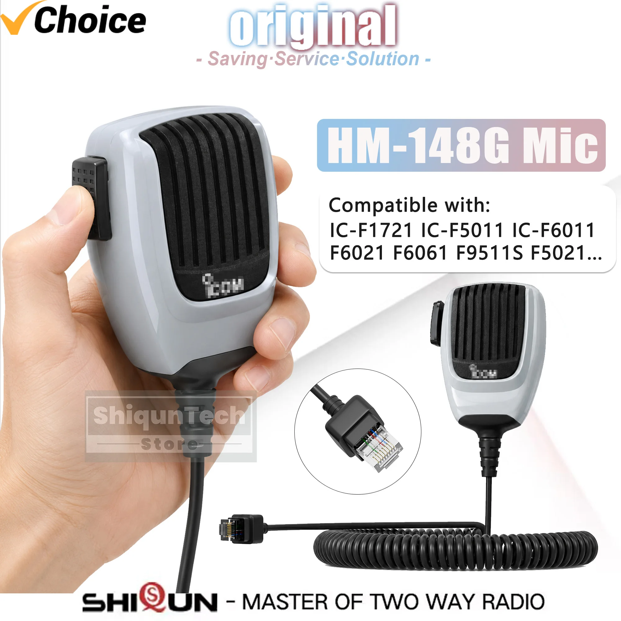 Microfone de Mão HM-148G Compatível com Rádios Móveis ICOM IC-F6062, IC-F6121D, IC-F6061D e F1721 - Acessório para Rádio Móvel