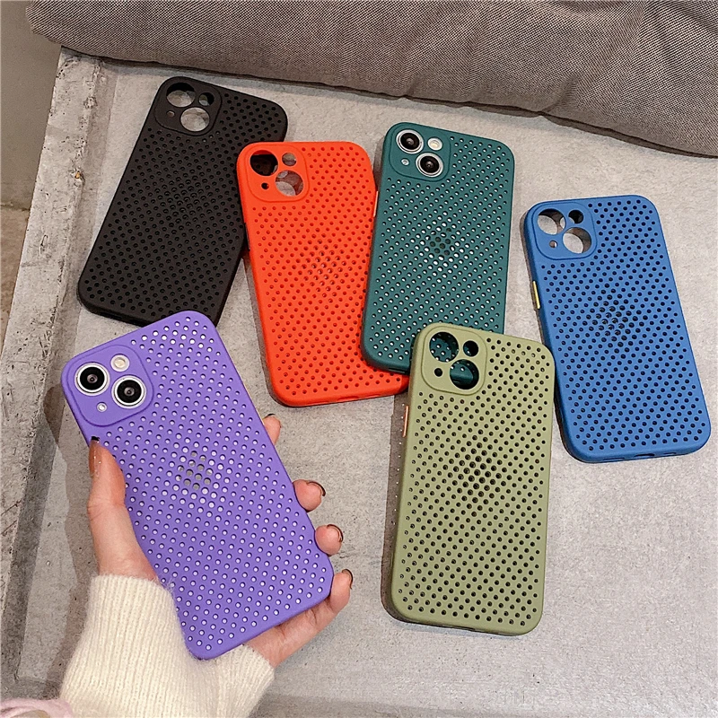 Heat Dissipation Breathable Cooling Phone Case For iPhone 17 16 15 14 13 12 11 Pro XS Max XR Mini 7 8 Candy Color Soft TPU Cover