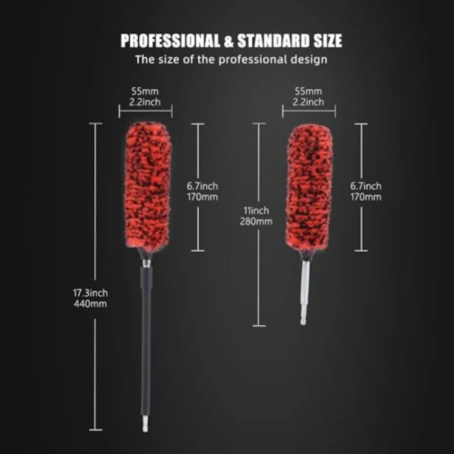 1 Pc Soft Microfiber Extended Reach Rim Drill Wheel Brush, Microfibre Wheel Brush with 1 adddtional Drill Adapter for Electric