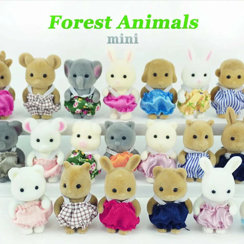 Simulation Forest Animal Baby Toys Rabbit Family Dolls Dollhouse Figures Collectible Toy 4.5CM 1:12 2PCS Furniture Set Gift