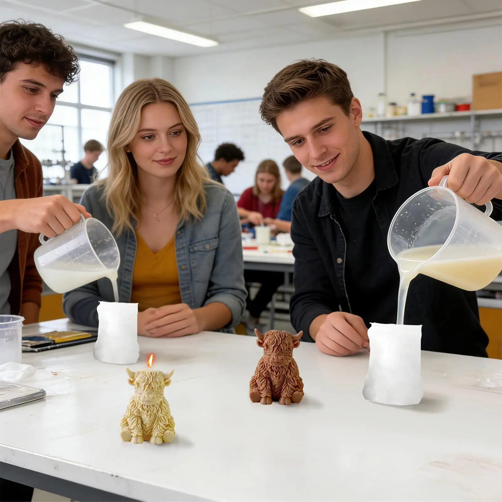 

Animal Casting Mold Cartoon Cow Candle Mold 3D Silicone Cute Reusable Home Decor for Thanksgiving Birthday Party Offices Home