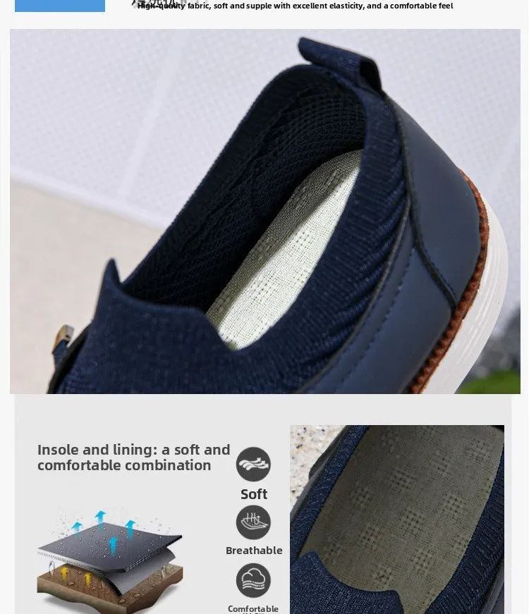 Atmungsaktive Freizeitschuhe für Herren im Frühling und Herbst, Mesh-Sportschuhe, weiche Sohle, rutschfest, One-Step-Dad-Schuhe – Detail 9