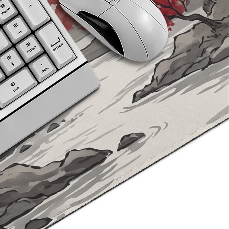 Mouse Pad Red Maple Pagoda Red Moon Gamer XL Large HD Computer Mousepad XXL Mechanical Keyboard Pad Natural Rubber