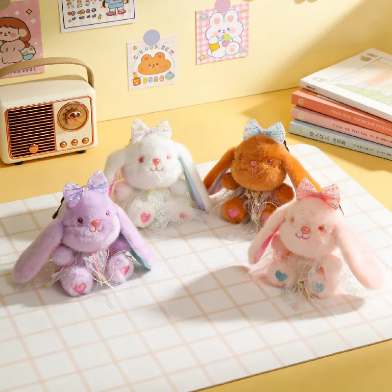 3pcs Cute Rabbit Plush Toy Keychain Doll Bunny Bag Pendant Small Accessory