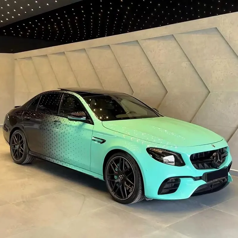 Custom Self Adhesive Car Wrapping Film Blue Black Gradient PET Material Printed Vehicle Vinyl Wrap Sticker