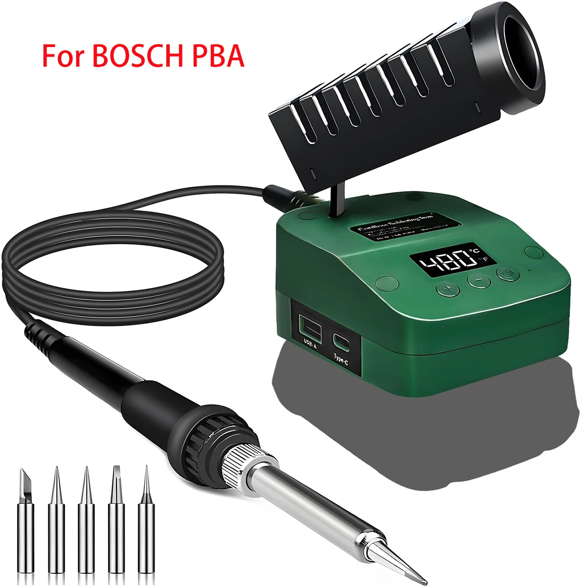 

Battery Soldering Iron for Bosch Home and Garden 18 V PBA Battery, 60 W Cordless Soldering Iron Adjustable Temperature 180-480°C