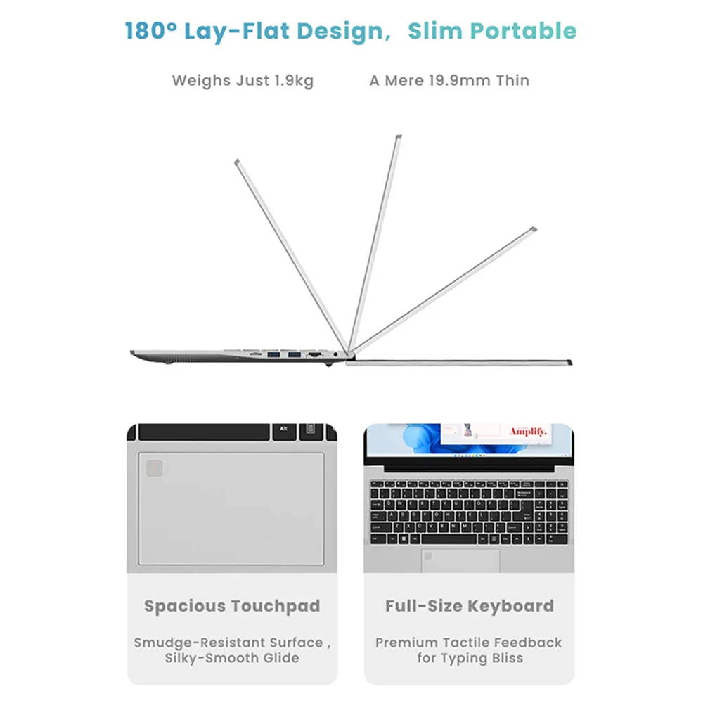 15.6 Inch Gaming Laptop Intel Core Ultra7 155U/Ultra5 125H 2*DDR5 5600MHz 2*M.2 PCIE Office Notebook PC Type C WI-FI 6 BT5.2