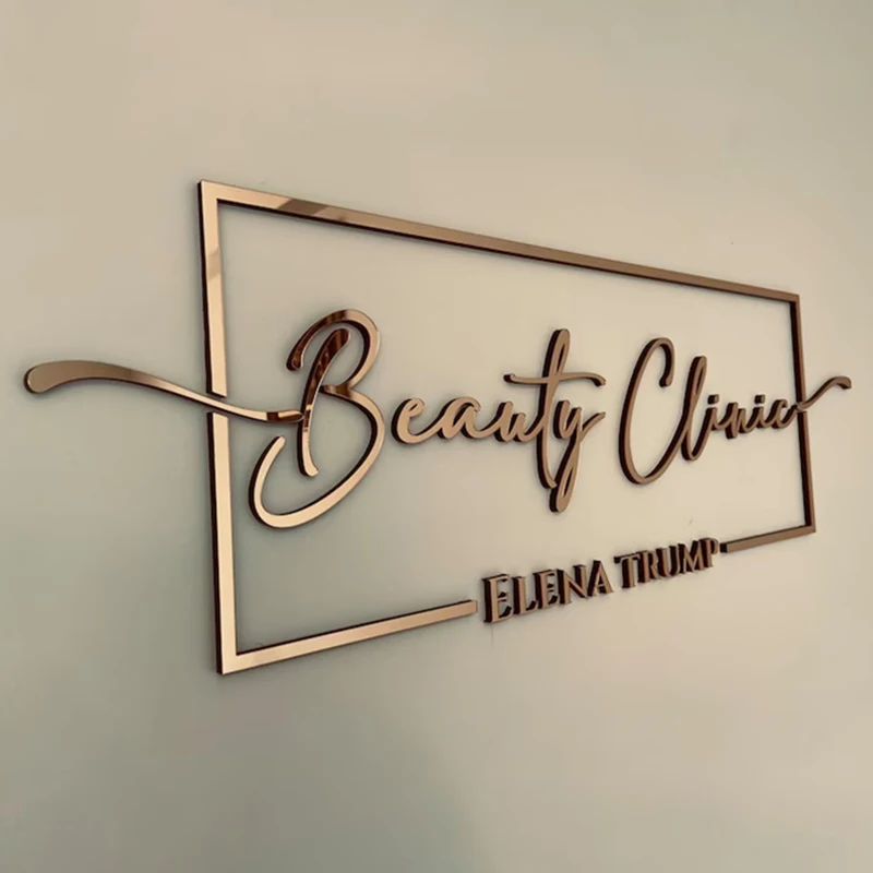 3D Acrylic Business Sign Custom Company Backdrop Decoration Wall Sign Beauty Salon Hair Studio Office Name Advertisement Signage