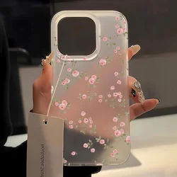 Aesthetic Cute Flower Phone Case For iPhone 17 14 15 13 12 16 11 Pro Max Plus 12 Mini Slim Silky Skin Matte Flower Back Cover