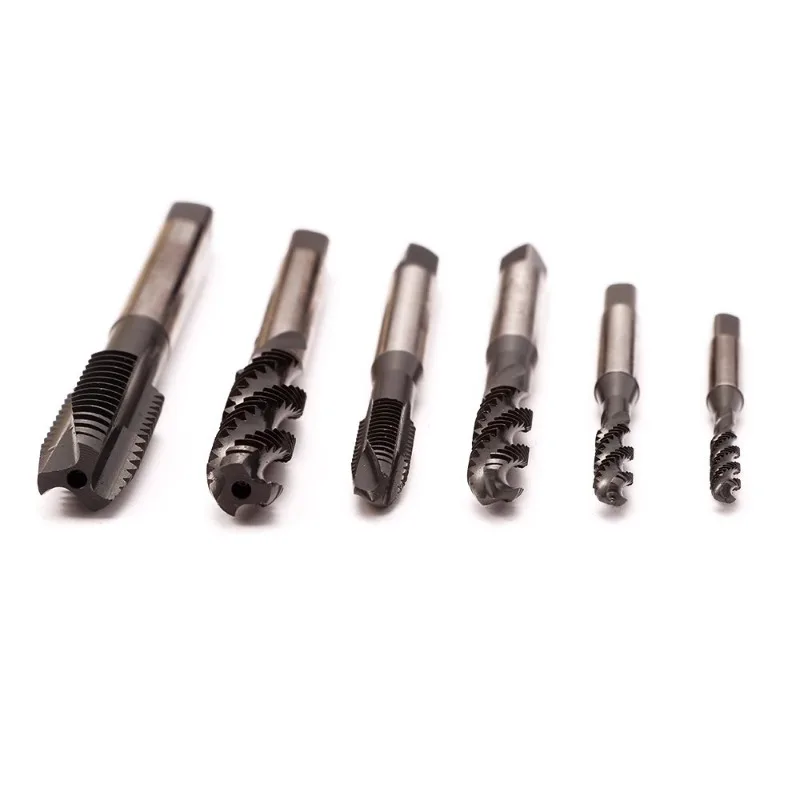 10PCS M2-M16 Machine Tap Nitrided Hardening Machine Tip Tap HSS Straight Slot Thread Spiral Fluted Tapping Metalworking Tool