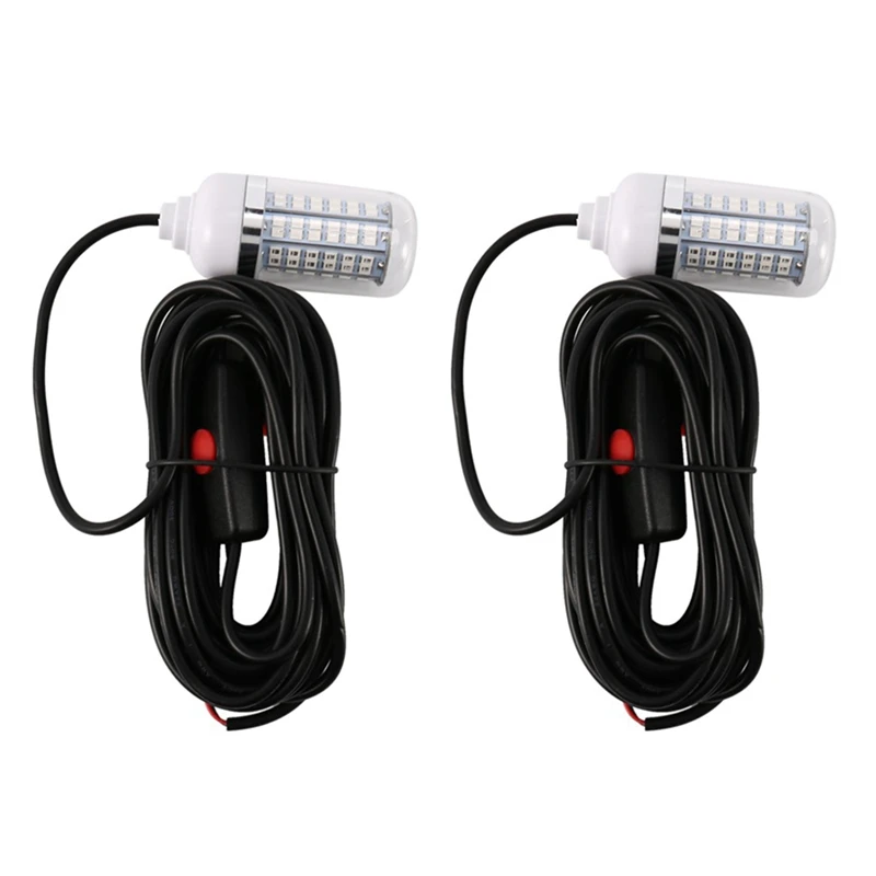 2PCS 12V LED สีเขียวใต้น้ํา Submersible Night Fishing Light Crappie ปลาหมึกเรือตกปลาติดตั้งง่ายใช้งานง่าย