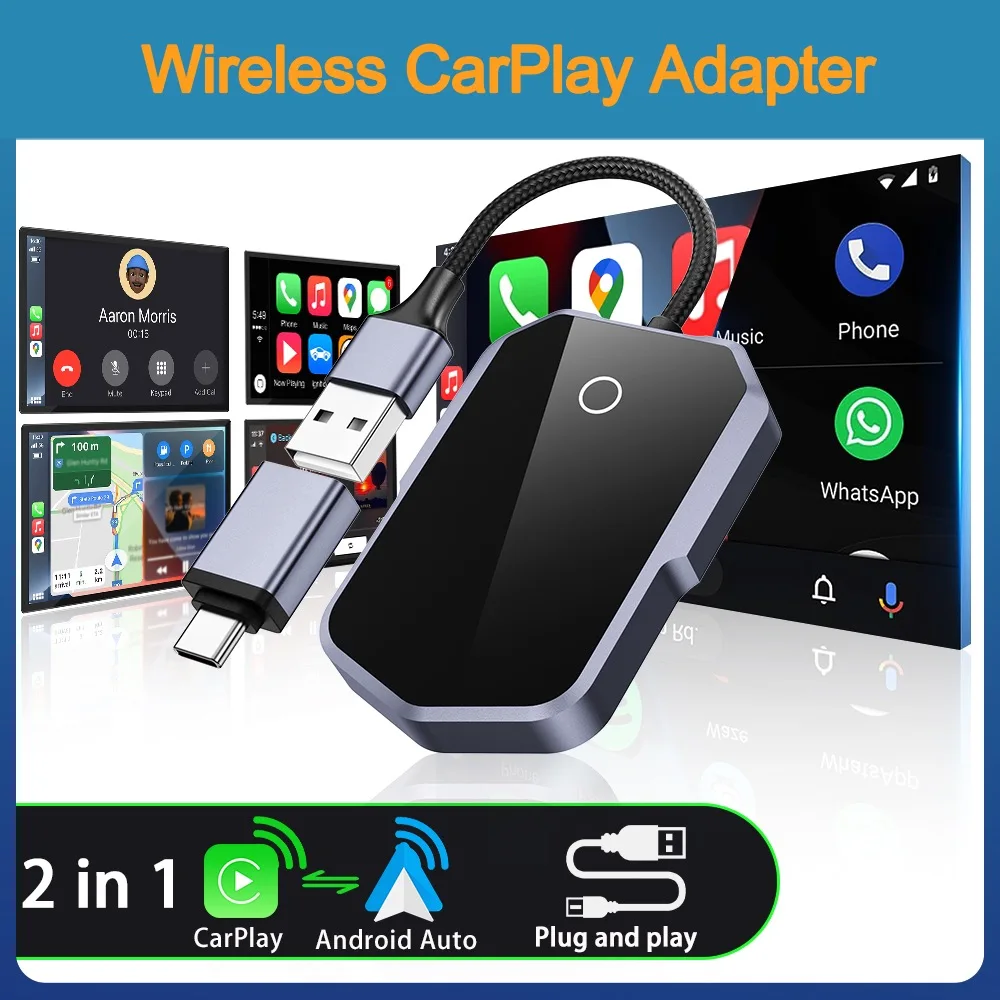 Wired to Wireless CarPlay Android Auto Adapter USB WiFi Bluetooth for Mercedes Benz For VW For Land Rover For Volvo For Skoda