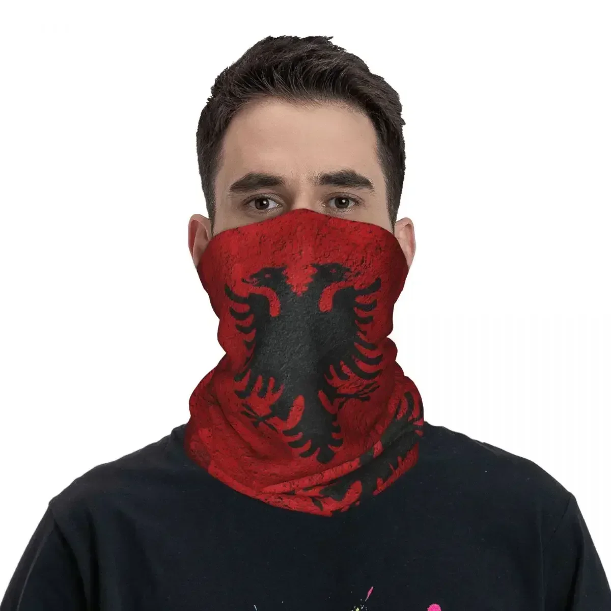 Albania Flag Bandana Neck Cover Printed Mask sciarpa sciarpa da ciclismo multifunzione ciclismo Unisex adulto antivento