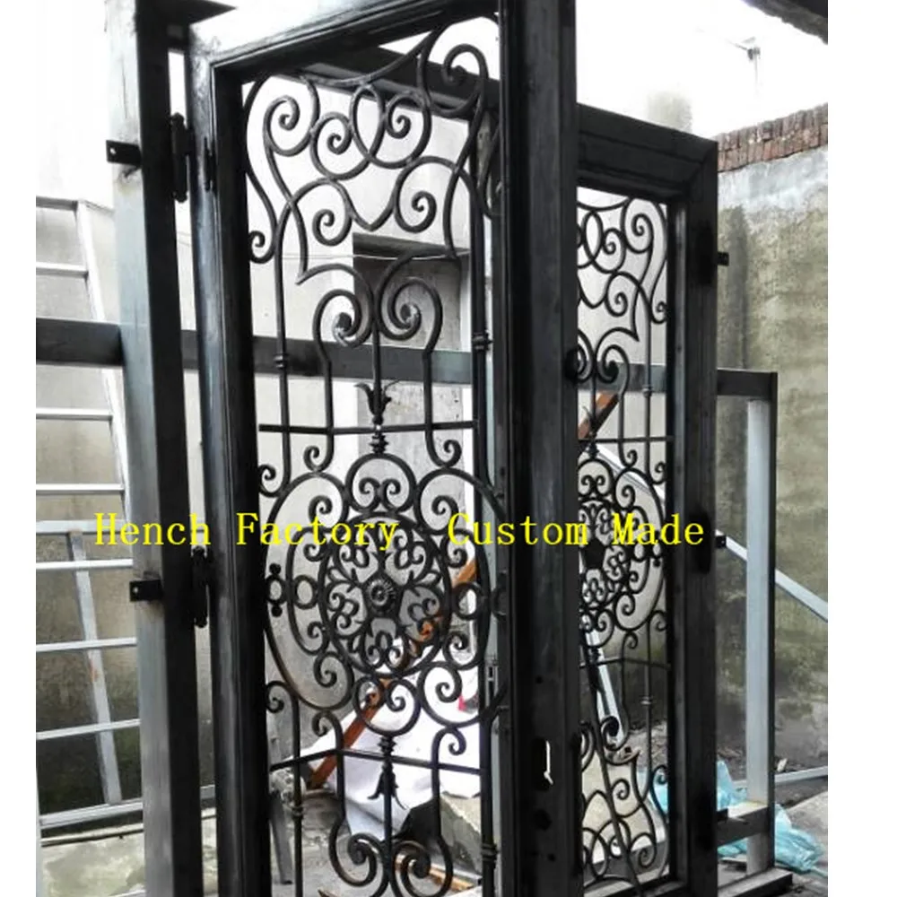 Hench 100% Steel Wrought Iron French Double Entry Doors Model Hc-id4