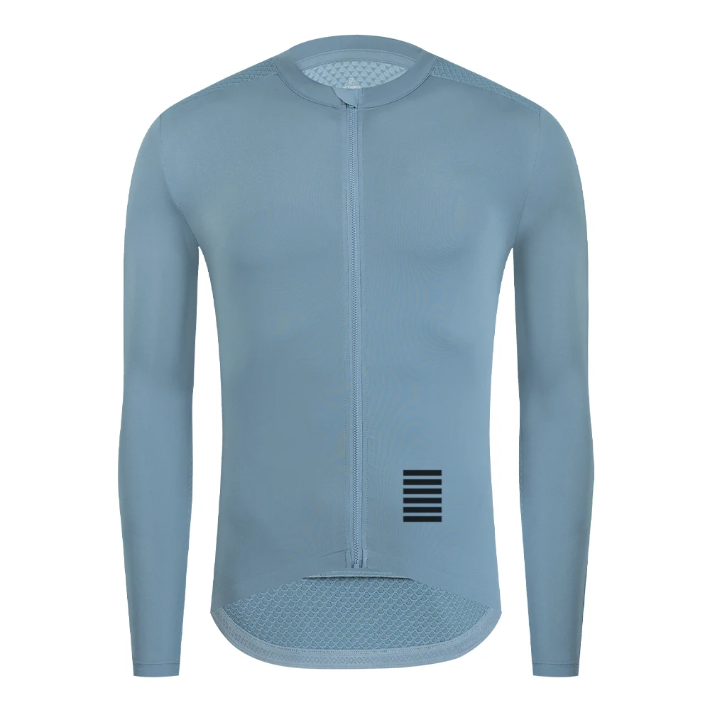 YKYWBIKE Langarm Dünne Radfahren Jersey Männer Klassische Einfarbig Pro Rennrad Rennen Tops Atmungsaktive Fahrrad Shirt Männliche Jersey 3
