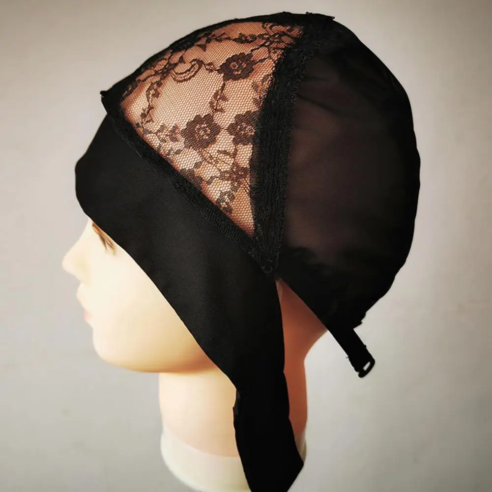 Easy to Wear Hairnet Net Hairnet with Fastener Tape Lace Flower Trim for Wig Fixing Ice Silk Elastic Hairnet for Styling