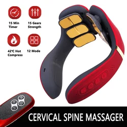 Heating12 Heads Back And Neck Massager 15 Gears Electric Neck Massage Instrument Massagers For Relieve Cervical Spondylosis