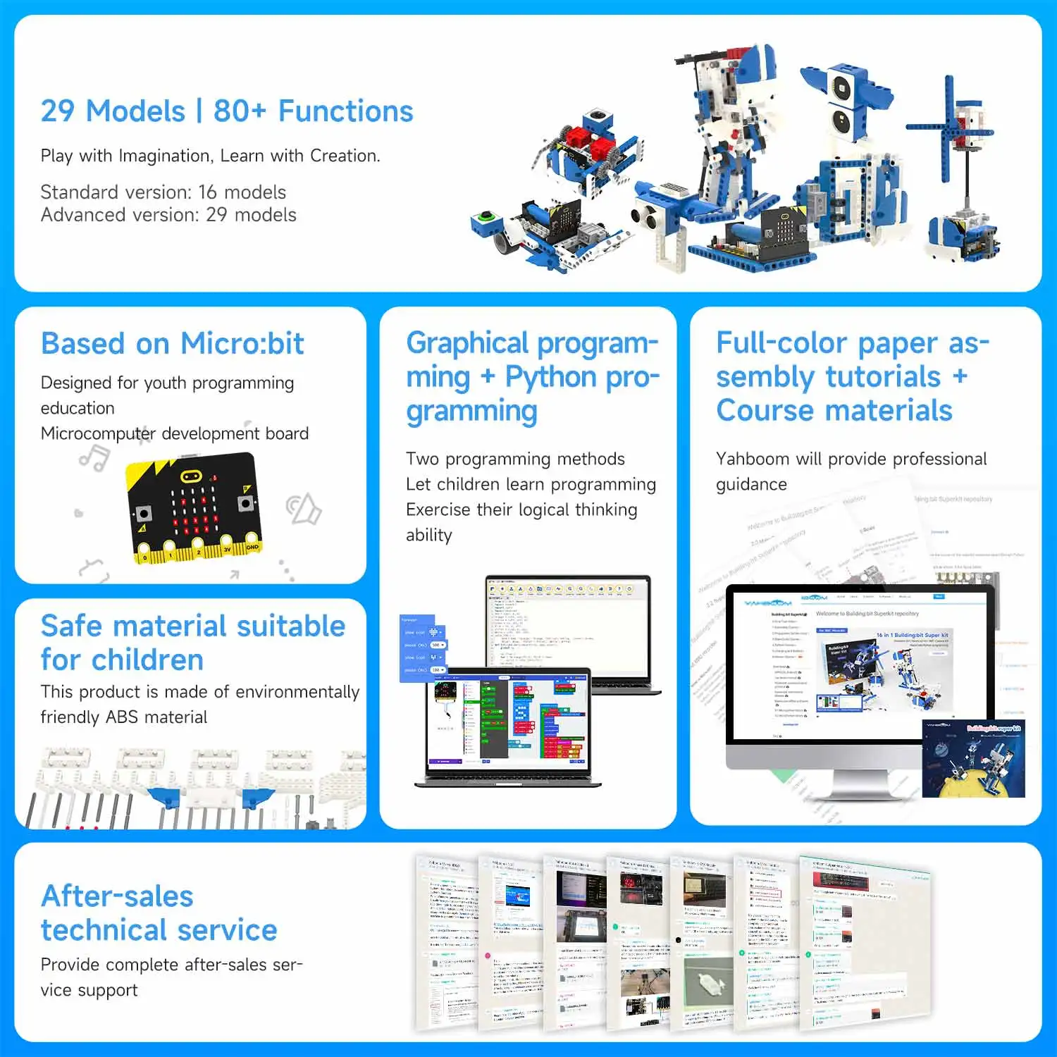 Yahboom Programável Robot Kit, Building Block Kit, Suporta Programação Python e Makecode, Kids Coding para Microbit V2 V1, 16 em 1