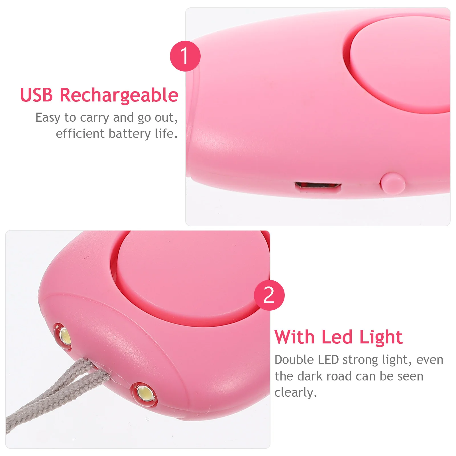 Security Alarm 130Db Personal Emergency Alarm LED Light for Night Safety Running Walking Dog Travel Hiking Camping