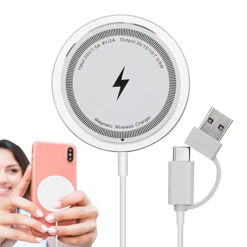 2in1 interface 15w Fast Magnetic Wireless Charger for Tablets & Smartphones Wireless Charging Pad Charging Phone Accessories