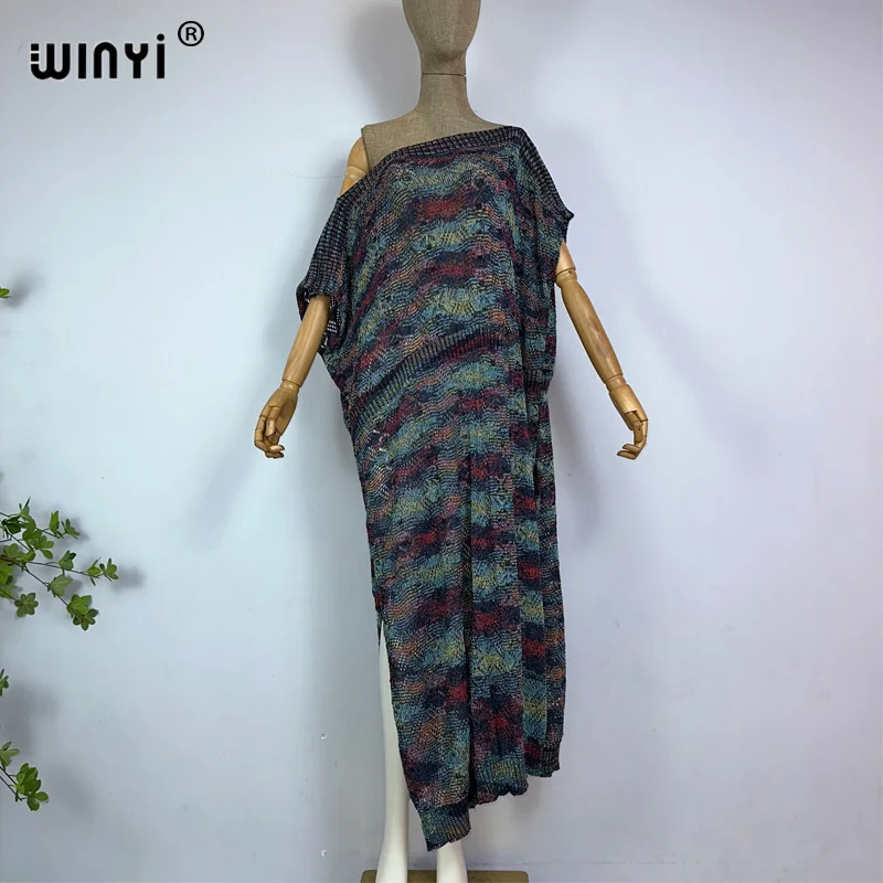 Winyi Купальник Boho Print Zomer Gebreide Sexy Jurk Elegante Bikini Cover-Up Vrouwen Strandkleding Badpak Cover Up Vestidos Para Playa