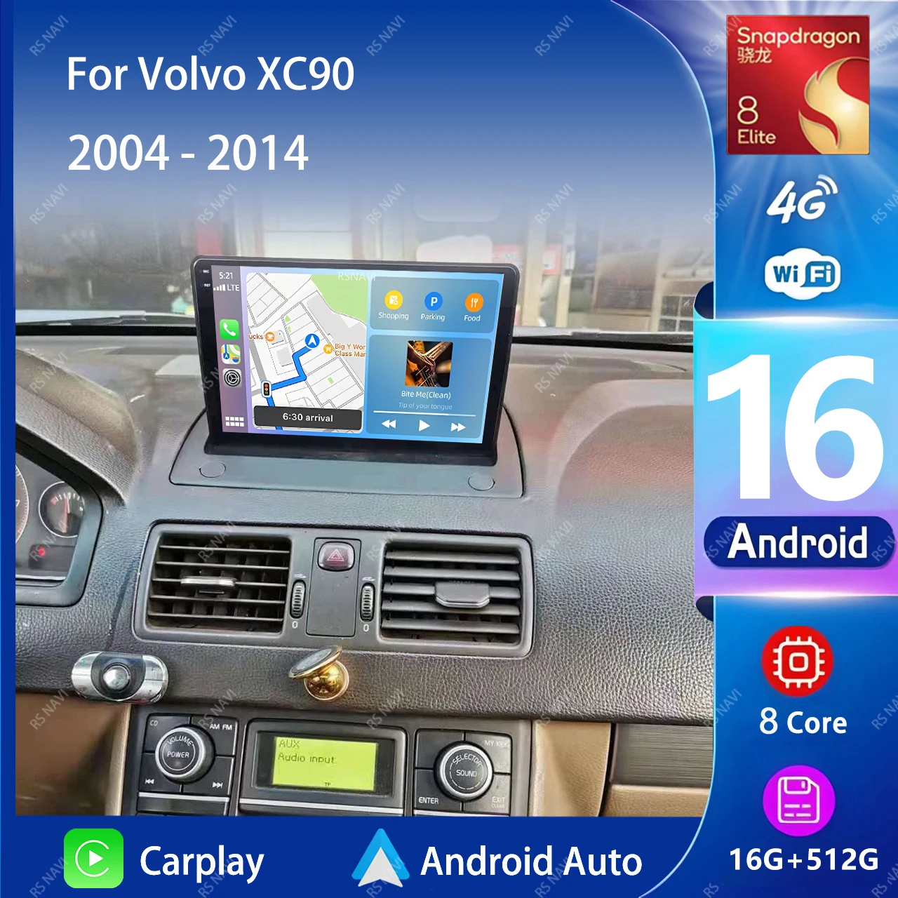 Radio Multimedia para Auto con Pantalla 2K y Android 16 Carplay para Volvo XC90 2004 - 2014, Autoradio GPS Estéreo 2 DIN