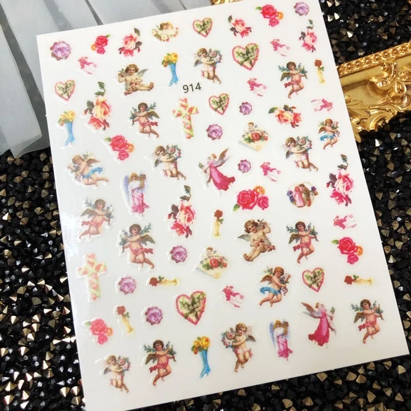 1 pz New Angel cupido Nail Sticker con Virgin Jesus Pattern Ultra sottile 3D Nail Decoration