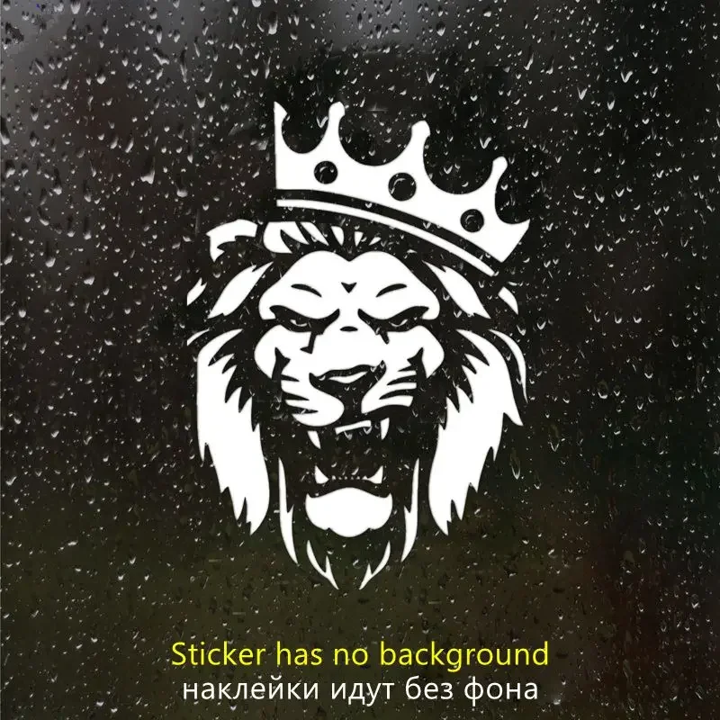 Car Sticker Various Sizes Vinyl Decal Lion with Crown  Waterproof Auto Decors on Motorcycle Bumper Rear Window,15cm