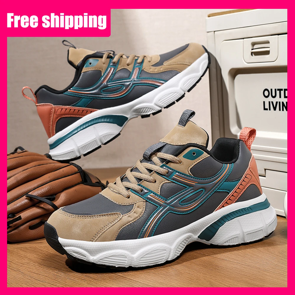 

Мужская спортивная обувь, модные высококачественные удобные кожаные кроссовки больших размеров на шнуровке, повседневные уличные кроссовки для мужчин