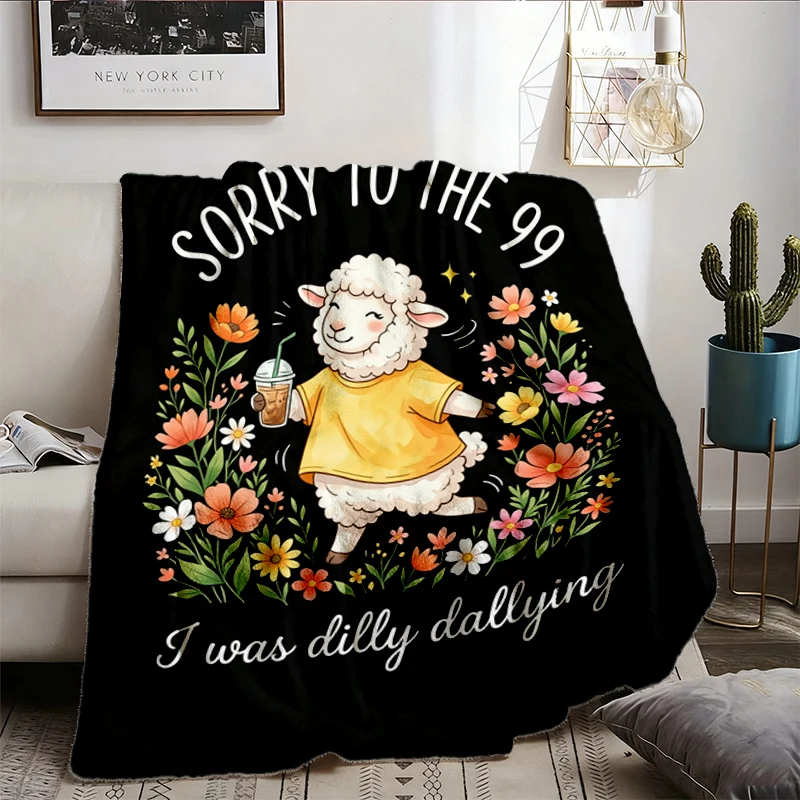 Sorry To The 99 I Was Dilly Dallying Comfort Flannel Blanket, Funny Christian Sheep Flannel Throw