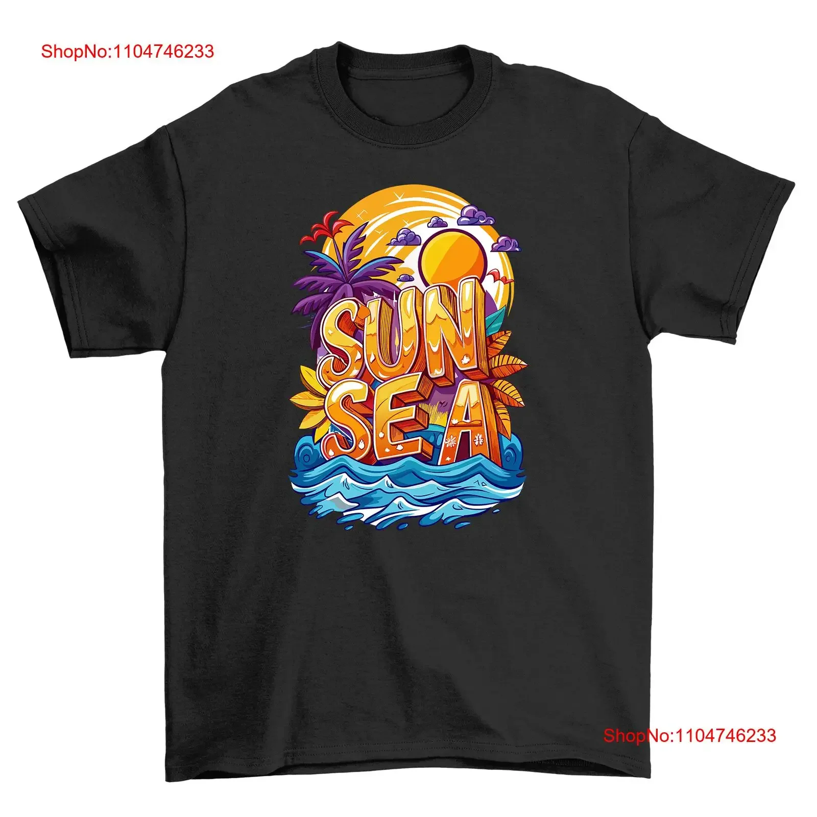 

Summer_47 T shirt Sun Sea and Palm Trees Funny Summer Vibes Cotto vintage Washed homme Versatile streetwear