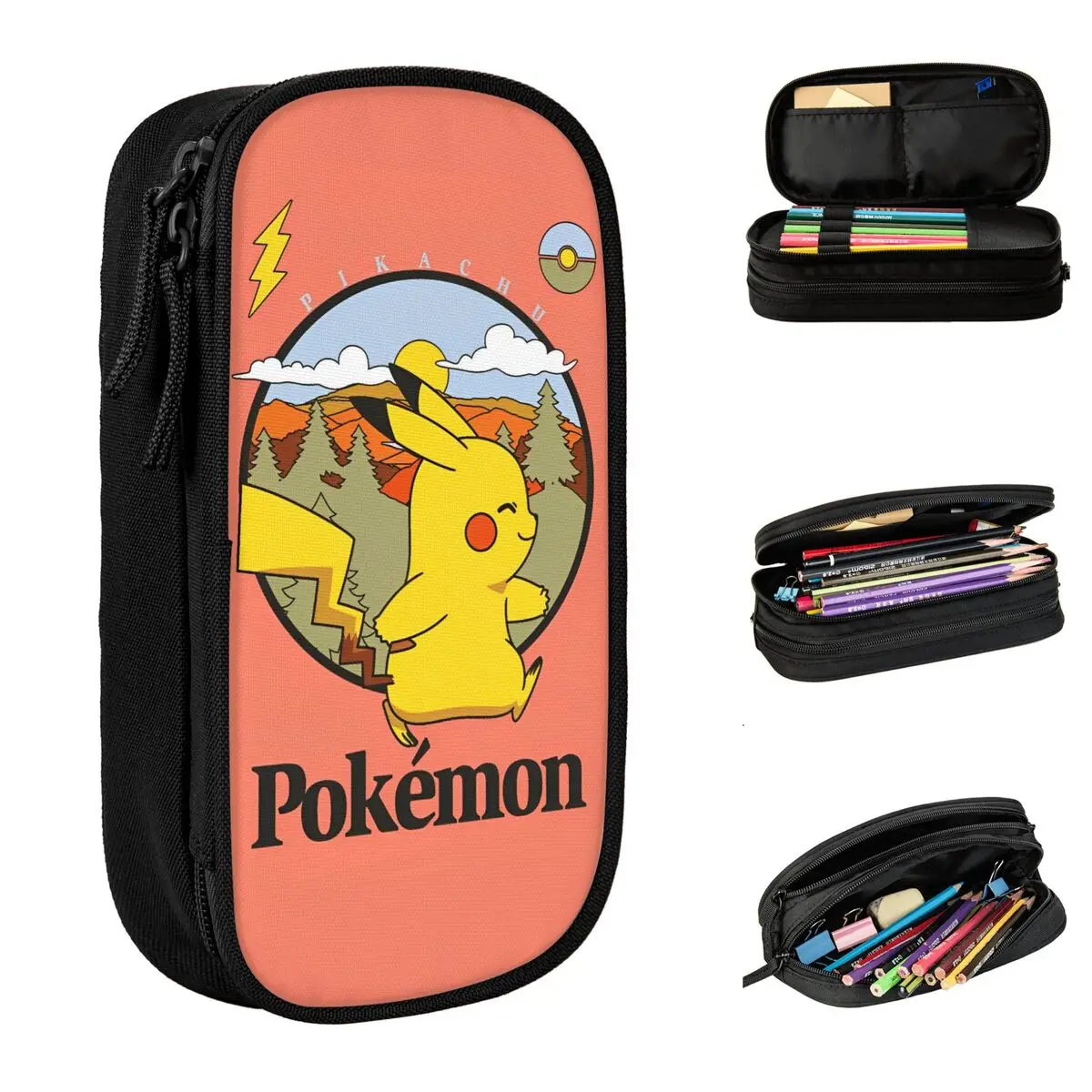 Pokemon Pikachu Anime Pencil Case Cute Cartoon Game Pencil Box Pen Holder for Girl Boy Big Capacity Bags School Supplies Gift