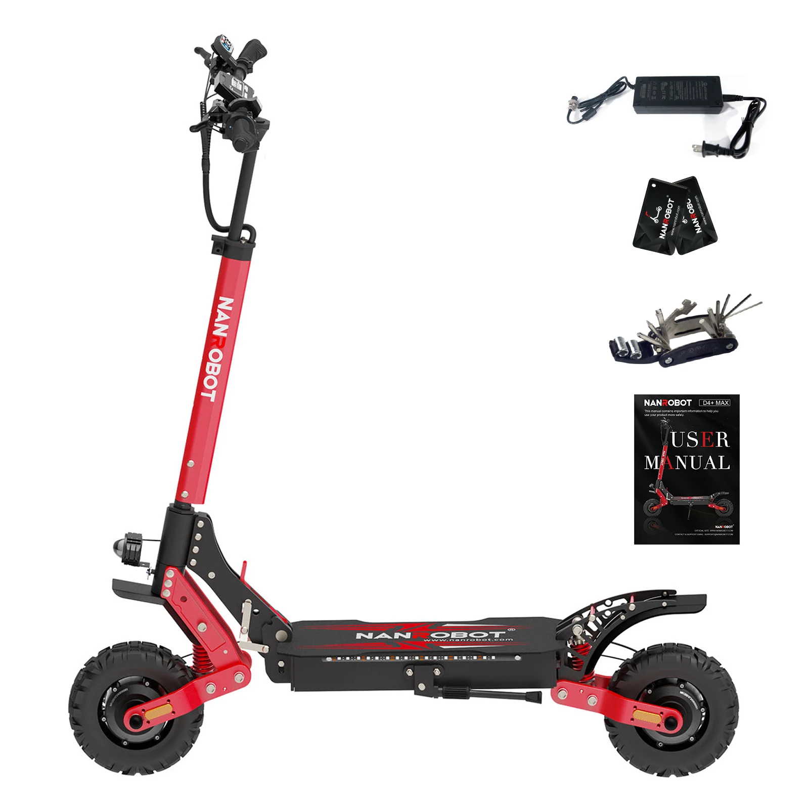 NANROBOT D4+MAX Adult Electric Scooter - High-Speed Off-Road Scooter with 42Mph Top Speed, 40Miles Long Battery Life, 265lbs Heavy-Duty Load Capacity. Foldable Scooter with Shock Absorption System and 10-Inch Tires view 2