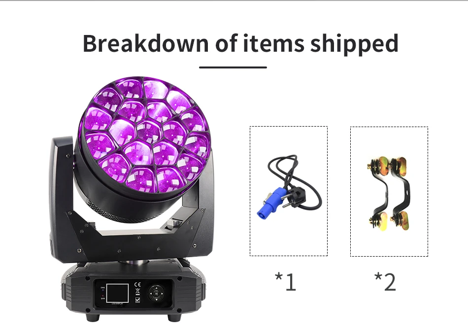 LED DMX Movingheads 19x25W RGBW 4in1 BEE Eye LED Beam Wash Zoom Moving Head Club Konzert Bar Licht – Detail 3