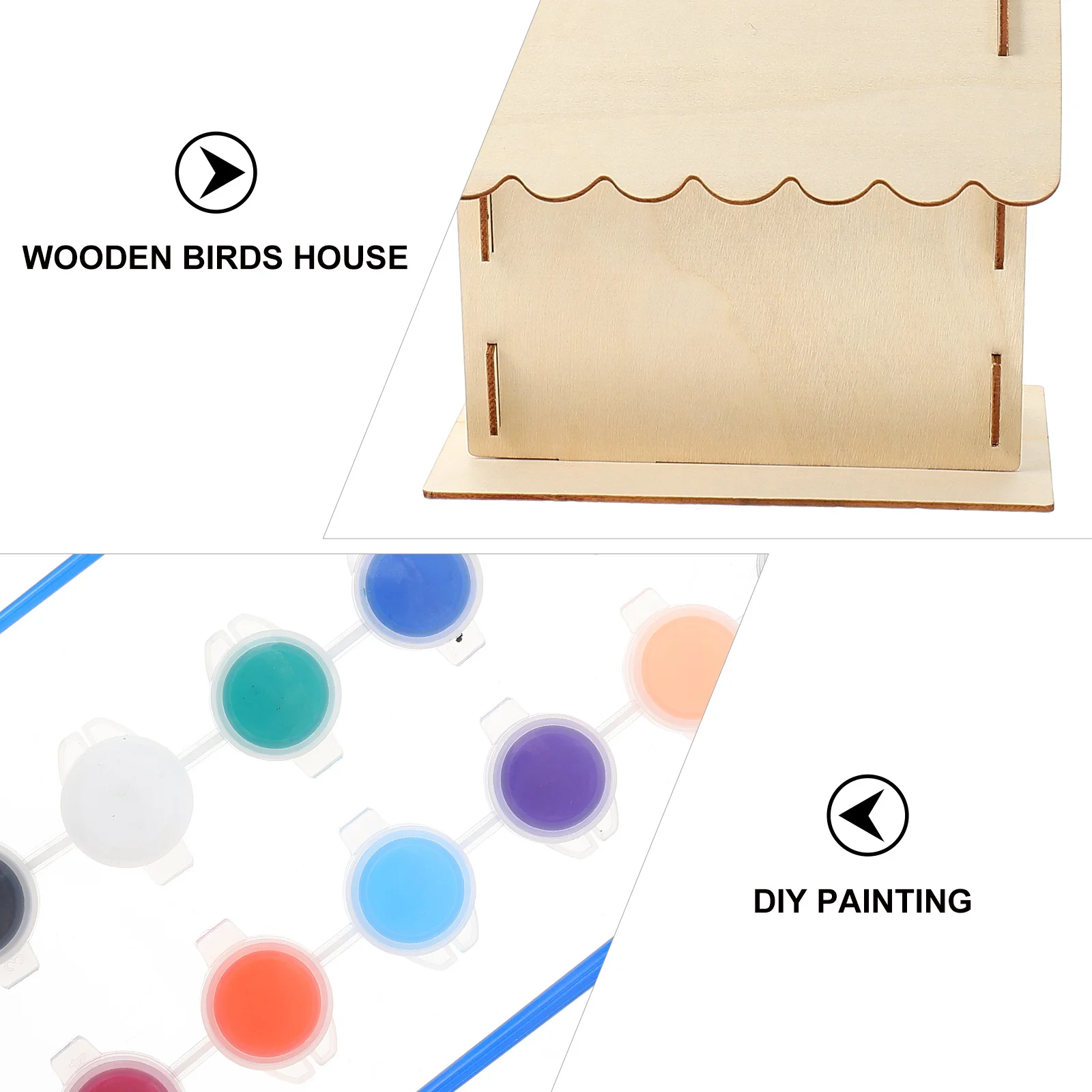 مجموعتان من منزل الطيور اليدوية الخشبية غير المطلية عش الخشب للأطفال التعليمية الفنية مشروع نافذة الباب معلقة الديكور #6