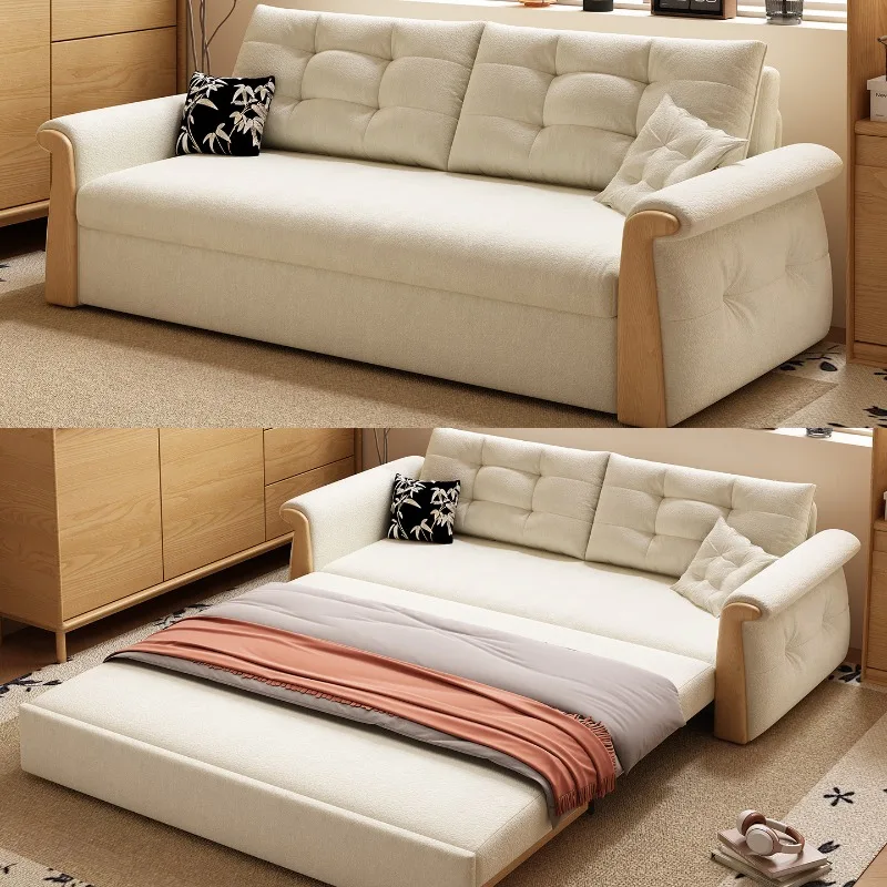Cream wind sofa bed, two-in-one multi-functional dual-purpose small apartment, living room rental room, study foldable