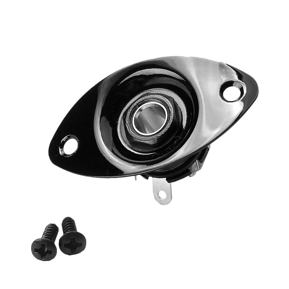 

1/4 Inch 6.35Mm Oval Guitar Jack Socket Black Pickup Output Input Plug For Electric Bass Guitar Replacement Durable Sturdy Iron