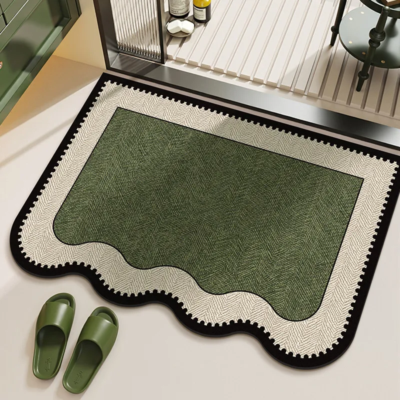 VIKAMA Minimalist Ins Style Marble Anti Slip Bath Mat Bathroom Shower Room Water Absorption Quick Drying Carpet Bathroom Decor