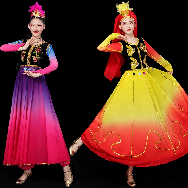 Xinjiang Dance Clothing New Performance Clothing Ethnic Style Big Swing Skirt Uyghur Performance