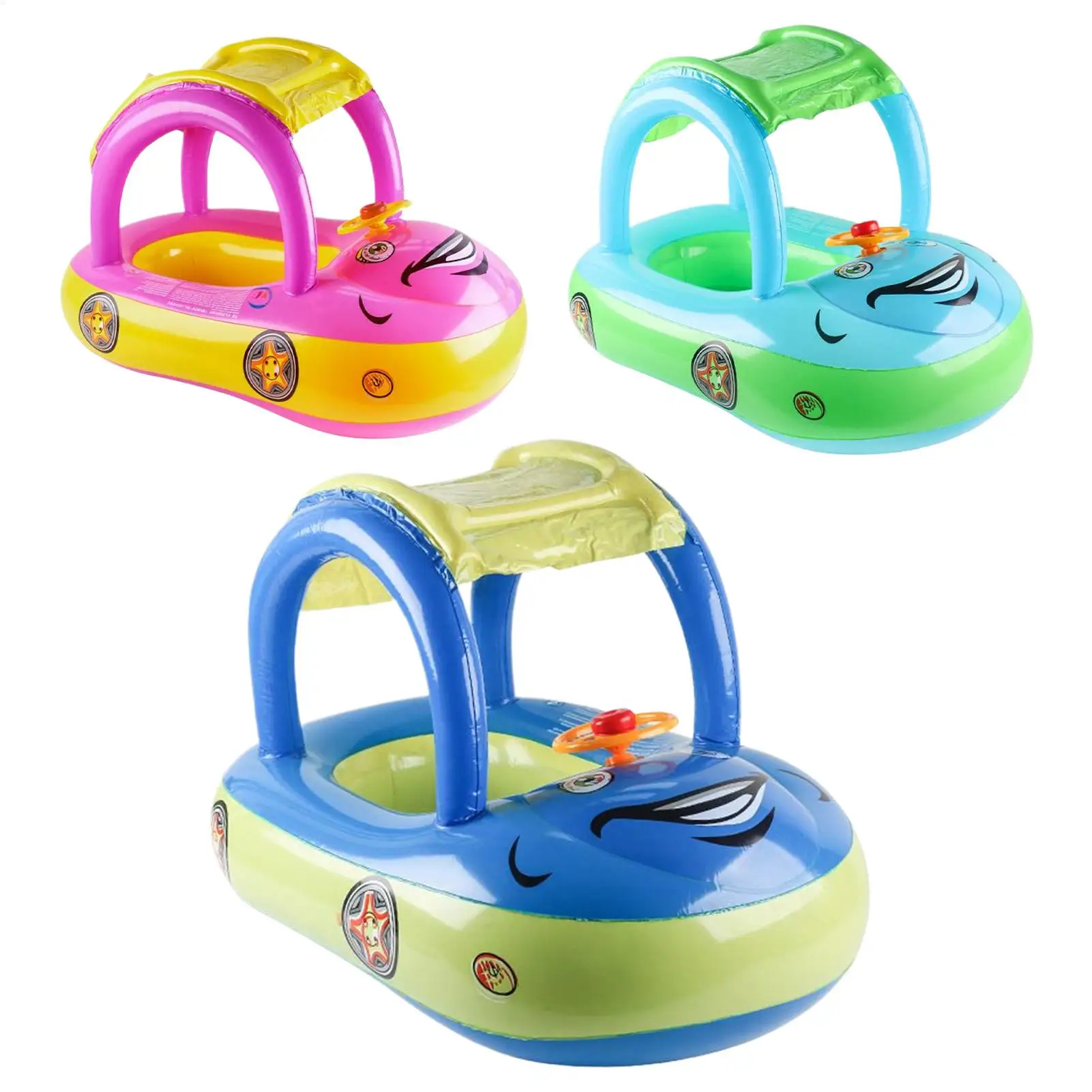 

Toddler Floats Pool Float For Kids Inflatable Car Shape Canopy Flotation Trainer Toys With Sunshade For Summer Beach Lake
