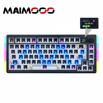 MAIMOOO 75% 키보드 키트, 핫스왑 TFT 스크린, 풀 RGB 백라이트, 2.4GHz, 블루투스 무선 매크로, 맞춤형 DIY 기계식 키보드, MK20T 